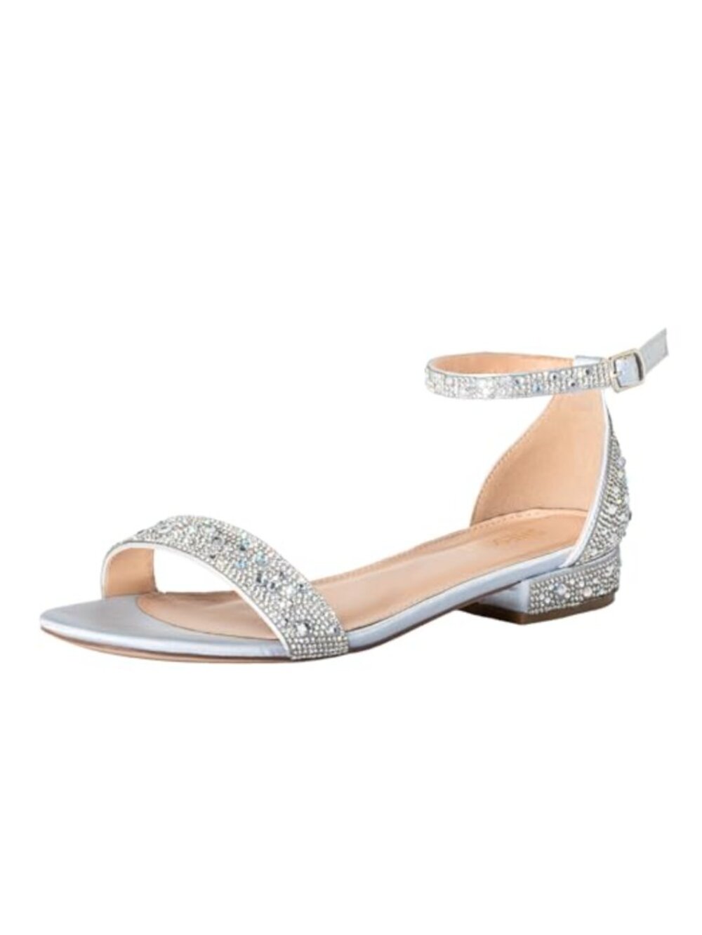 SheSole Women's Wide Width Sparkly Rhinestone Flat Sandals Ankle Strap